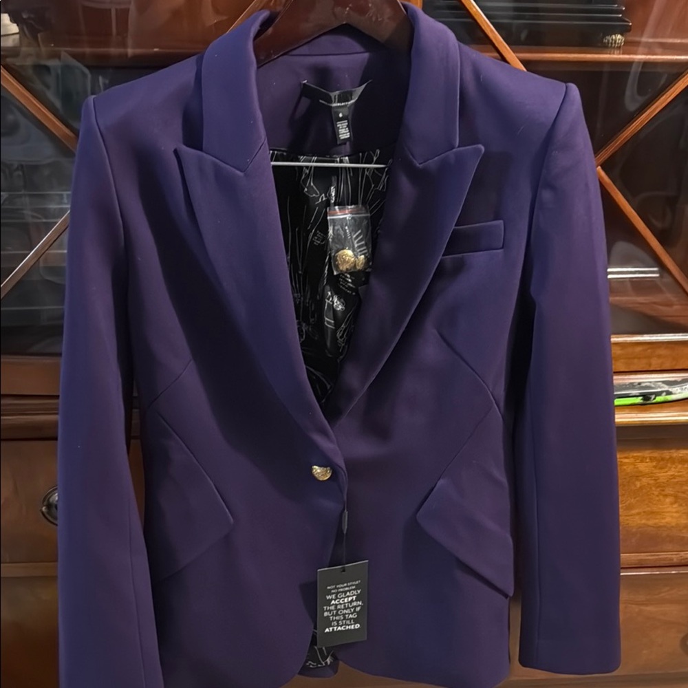 White House Black Market Purple Blazer Modern Fitted Design